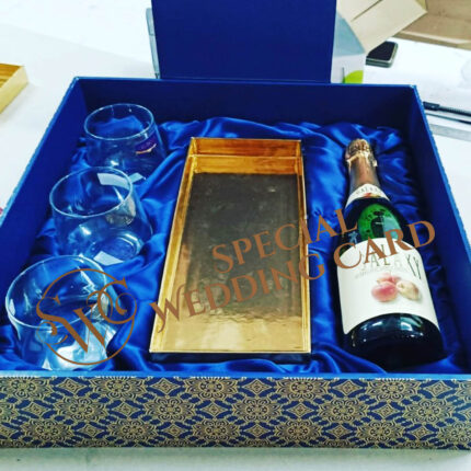 Gift Box Blue with Champane Bottle Space